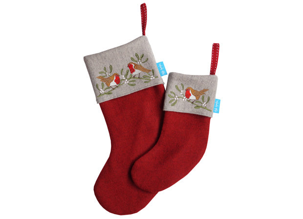 Robin and Mistletoe Christmas Stockings by Kate Sproston Design