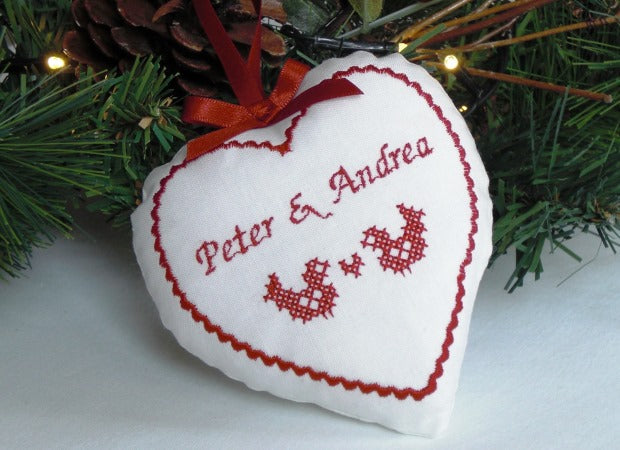 Large Couples Scandi Cross Stitch Christmas Decoration by Kate Sproston Design