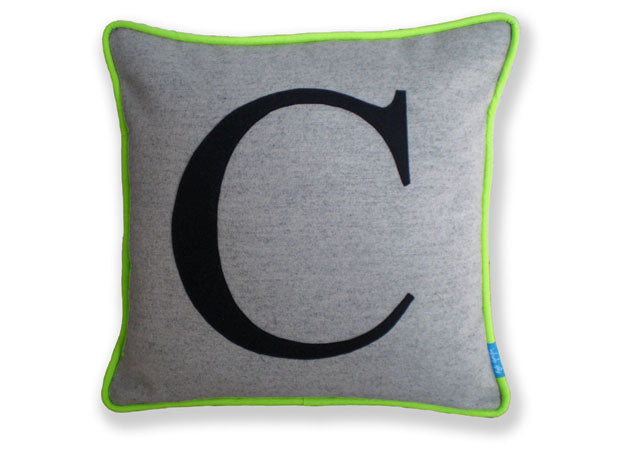 Lime Green Colour Flash Monogrammed Cushion by Kate Sproston Design