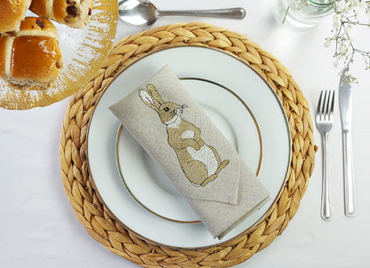 Linen Embroidered Rabbit Napkin Lifestyle Shot by Kate Sproston Design