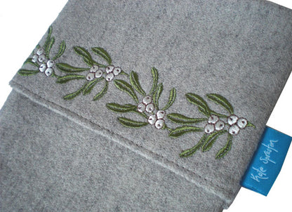 Stone Mistletoe Christmas Stocking detail shot by Kate Sproston Design