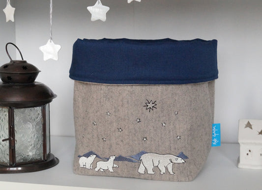 Polar Bear Fabric Basket Lifestyle Shot by Kate Sproston Design
