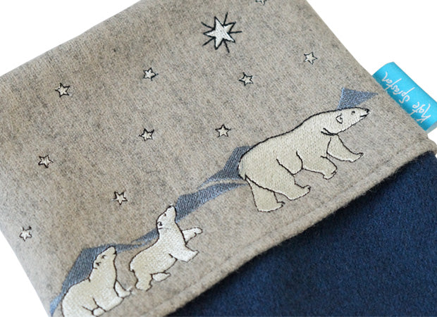 Polar Bear Christmas Stocking detail shot by Kate Sproston Design
