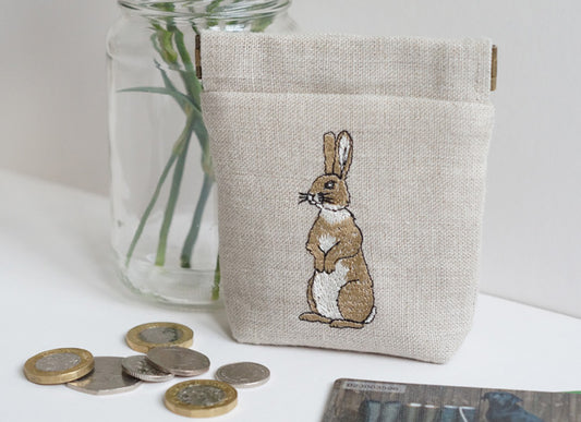 Embroidered RabbitSnap Purse Lifestyle Shot by Kate Sproston Design