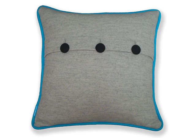 Turqoise Colour Flash Monogrammed Cushion Reverse by Kate Sproston Design