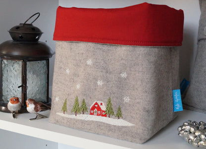 Winter Lodge Fabric Basket Lifestyle Shot by Kate Sproston Design
