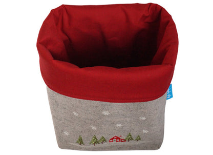 Winter Lodge Fabric Basket Top View by Kate Sproston Design