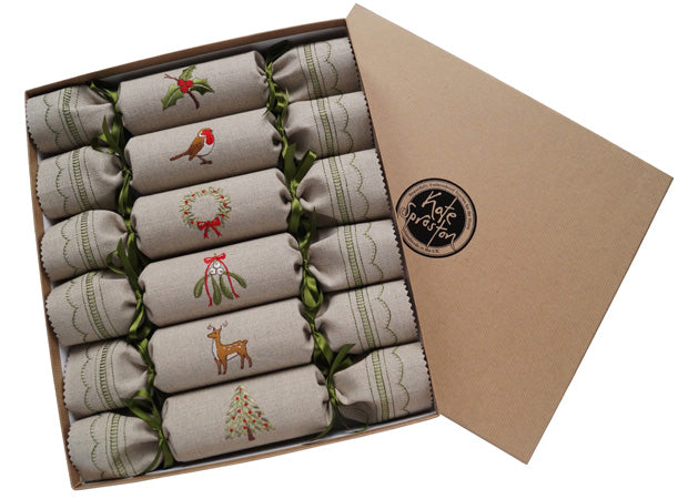 Complete Set Of Woodland Reusable Christmas Crackers in Gift Box by Kate Sproston Design
