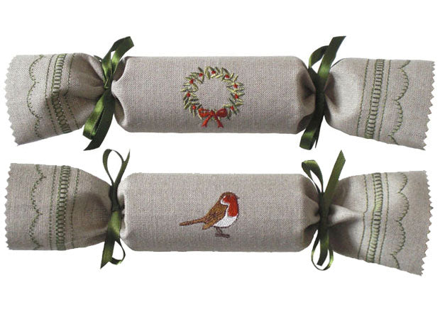 Embroidered Woodland Robin Reusable Christmas Cracker by Kate Sproston Design