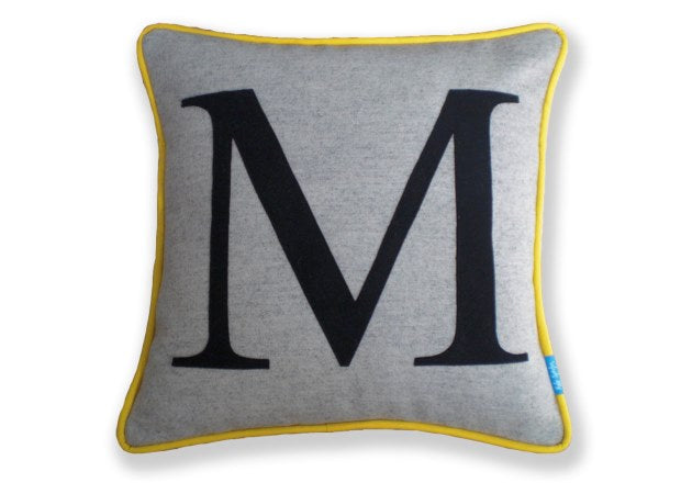 Yellow Colour Flash Monogrammed Cushion by Kate Sproston Design